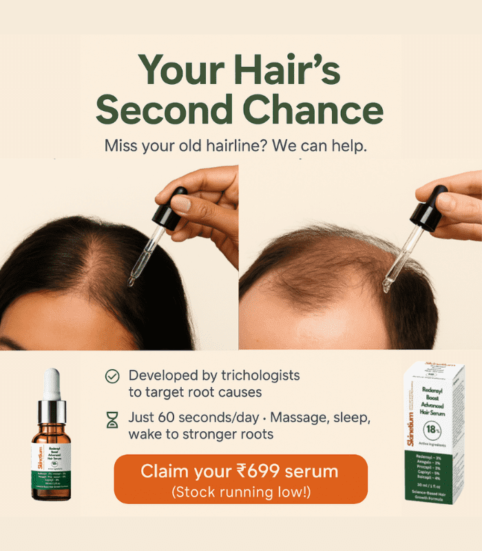 Skinetium Redensyl Boost Advanced Hair Serum – 18% Active Ingredients for Hair Regrowth and Hair Fall Control – 30ml Bottle