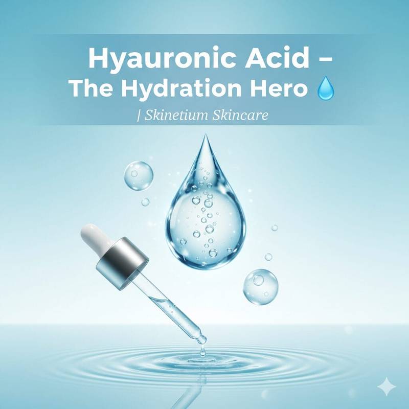 Applying hyaluronic acid serum on face for glowing skin